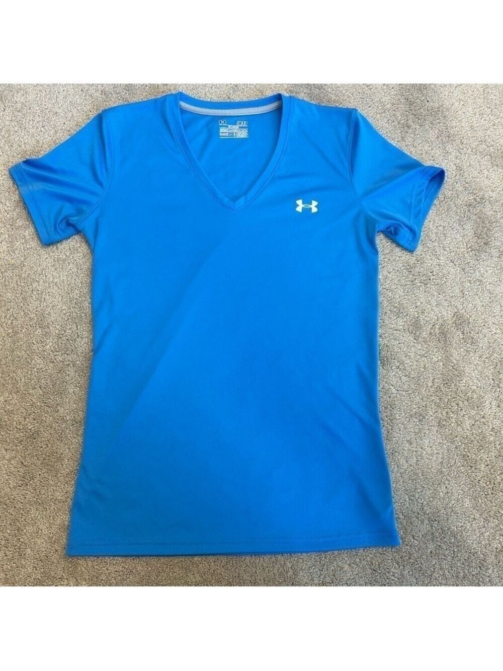 Under Armour Heat Gear blue short sleeve V-neck T-shirt Semi-Fitted top Sz S/M